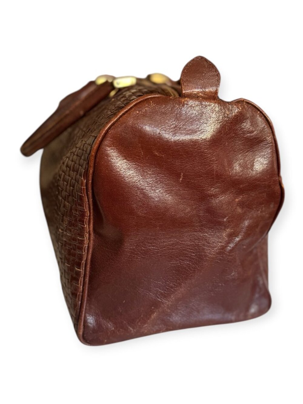 Vintage Fendi Woven Brown Leather Satchel | Top Handle Bag - Picture 3 of 10